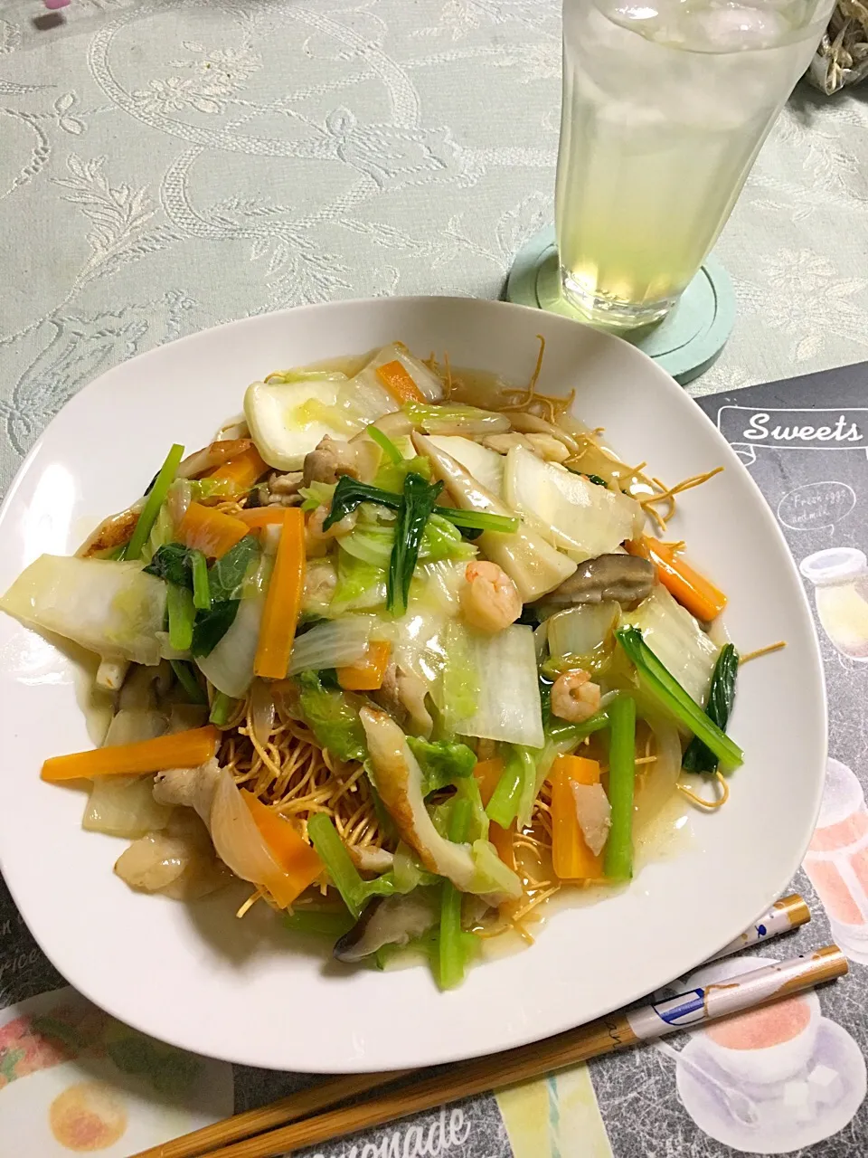 長崎皿うどん、梅酒で(*^｡^*)|ライムさん