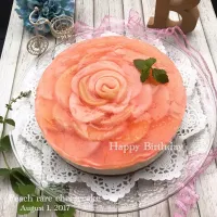 Snapdishの料理写真:桃のお花のレアチーズケーキde Happy Birthday❣️