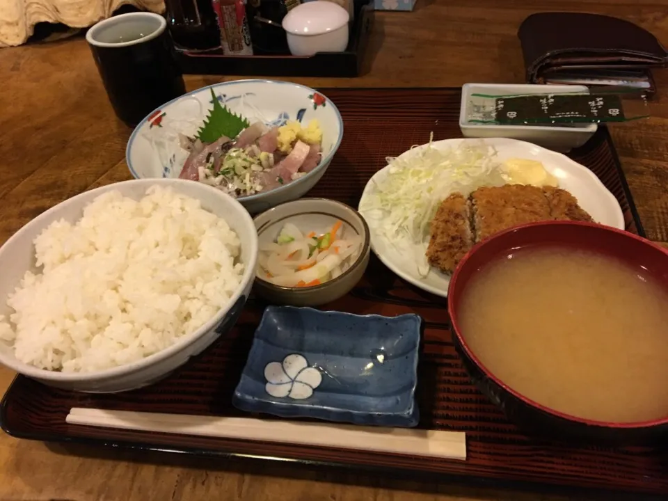 あじたたきめんちかつ盛合定食|PegaOさん