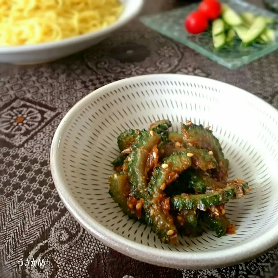 cocoaさんのゴーヤの胡麻煮〜bitter gourd with soy sauce and sesame|うさかめさん