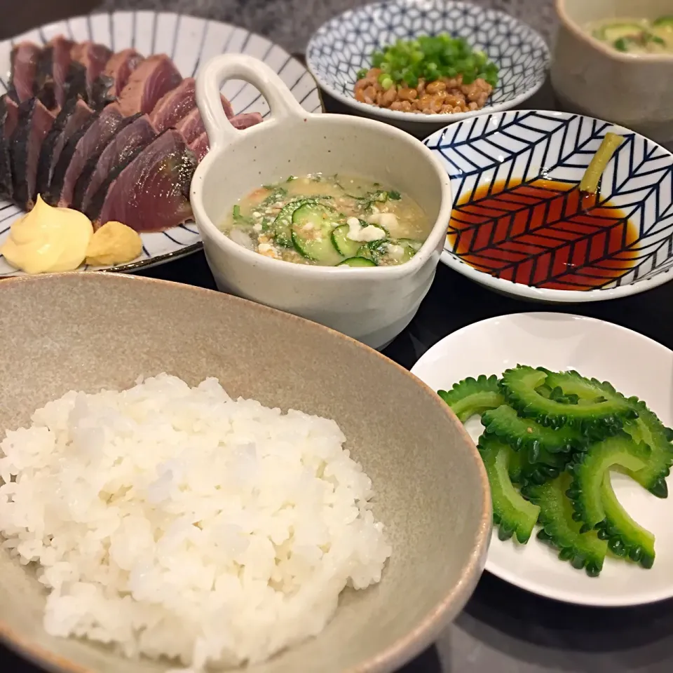 冷や汁定食🥒 はっぷんさんの冷や汁レシピで🙋🍚|ヨッチャンさん