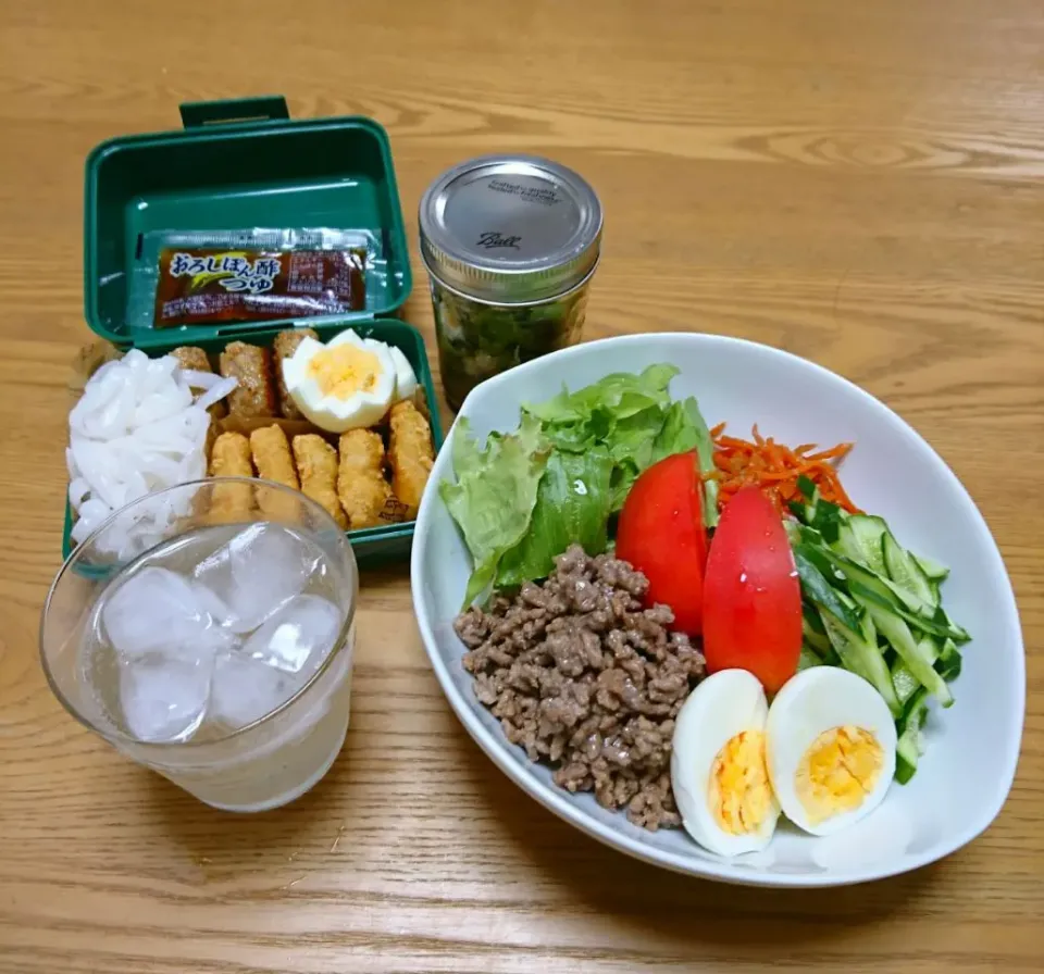 『グルメしょうゆ挽き肉そぼろで冷やし中華とやっつけお弁当』  #ヤマサ醤油#ヤマサ醤油アンバサダー#おいしいお醤油研究部#プレミアムしょうゆ|seri-chanさん