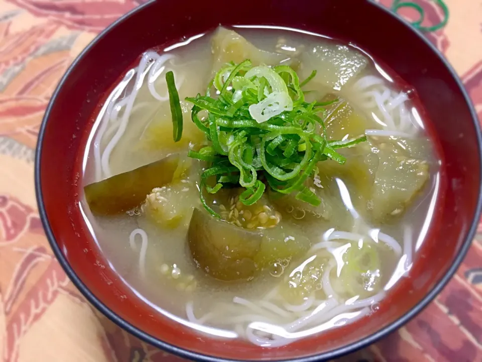 素麺と茄子のお味噌汁|りえさん