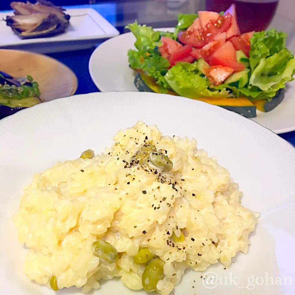 残った枝豆炊き込みご飯で、枝豆チーズリゾット🧀👩🏼‍🍳💚|新妻ゆかち飯さん