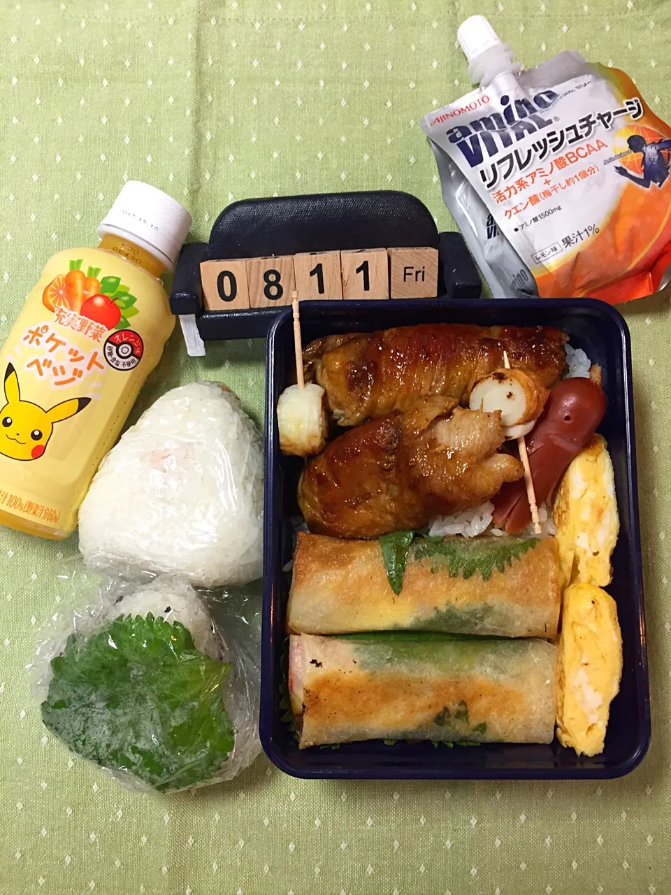 Snapdishの料理写真:8月11日の中1野球部のお弁当♪＋補食おにぎり257ｇ|ごっちさん