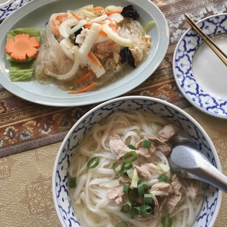 汁そばとヤムウンセン🇹🇭今日もタイ料理ʕ-̼͡-ʔ🇹🇭|七海さん