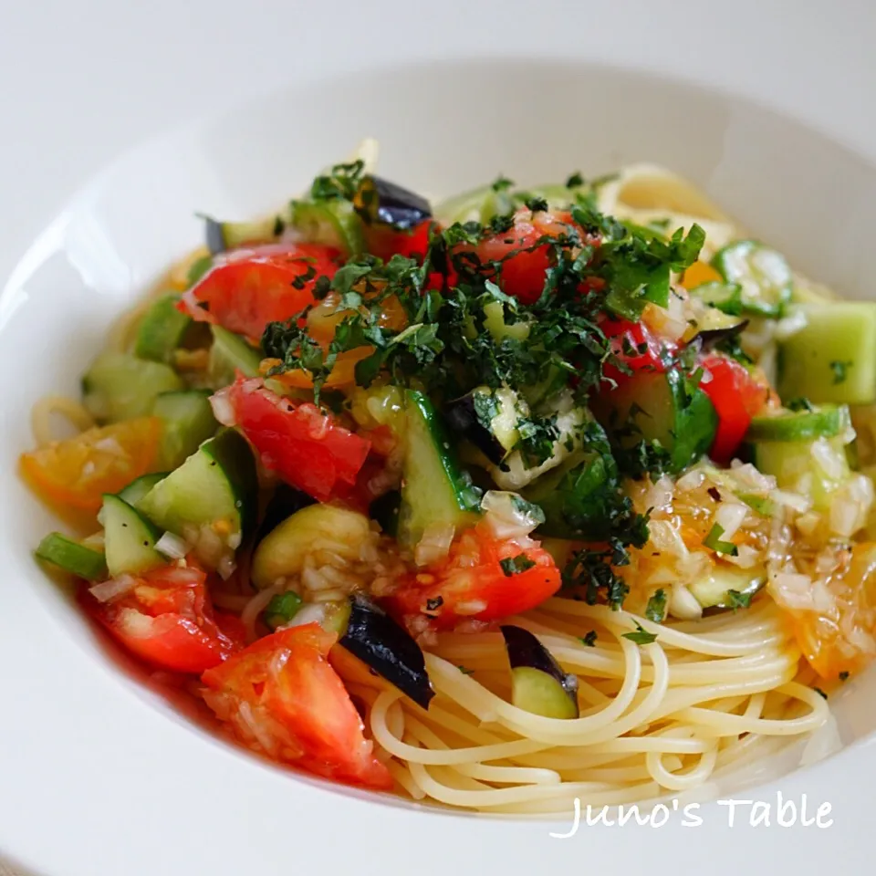 夏野菜 山形だし風 冷製パスタ|Junさん