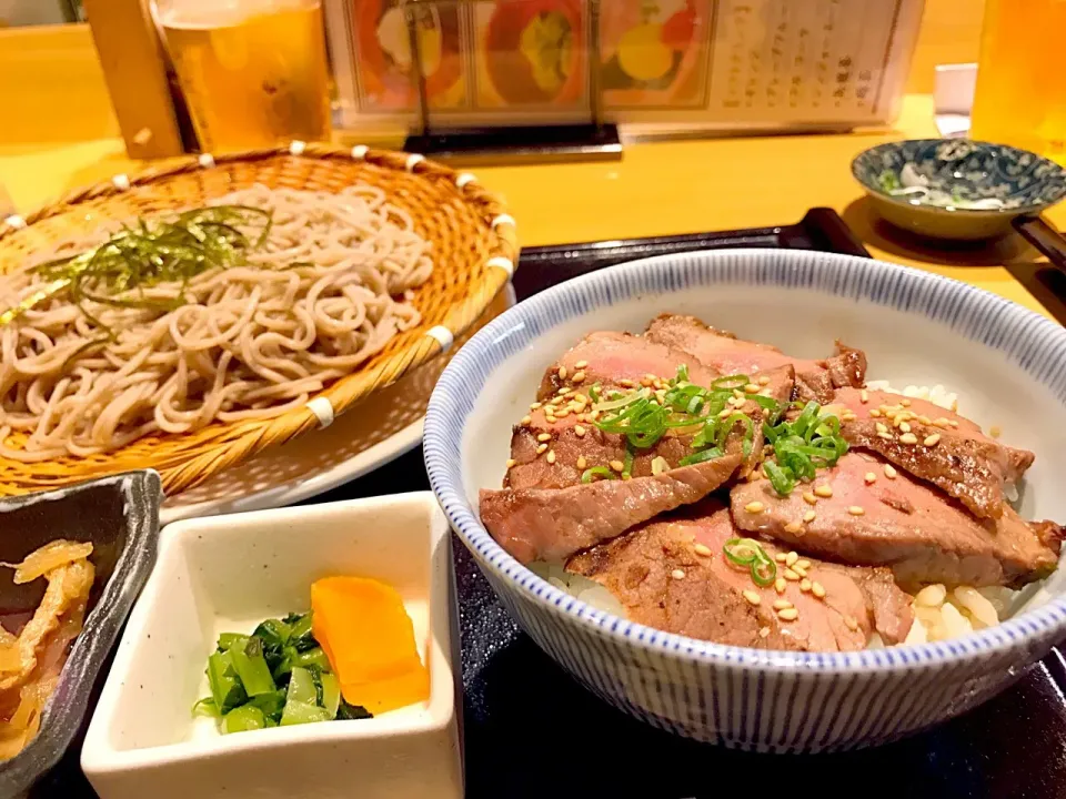 ざるそばとビフテキ丼|かずえさん