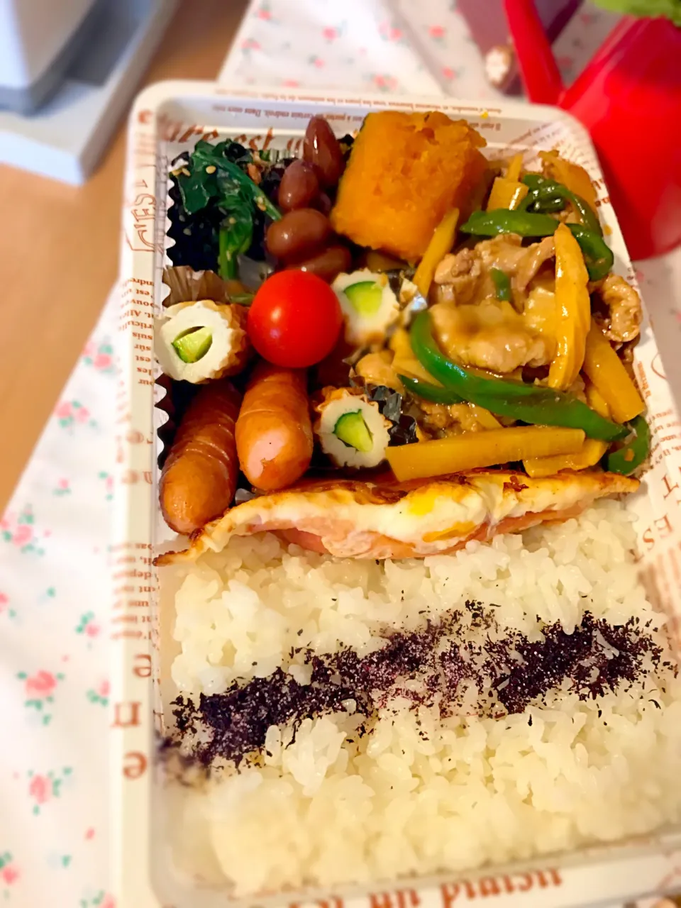 Snapdishの料理写真:#がっつり弁当⑫〜夜勤用〜
少し量減らしてます（笑）|ちゃーさん