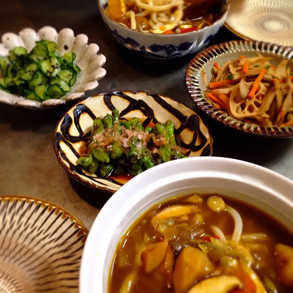 カレーうどんと夏野菜で晩ごはん|nao子さん