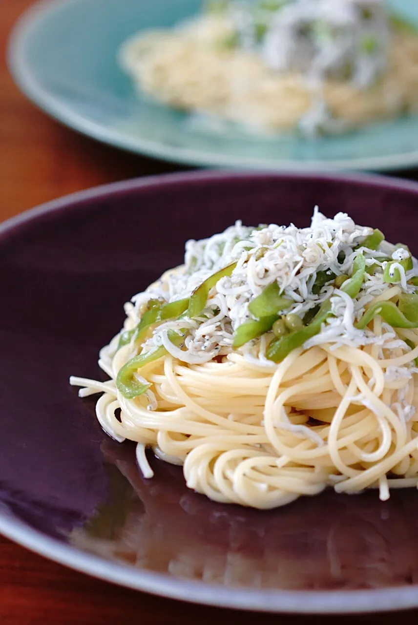 実山椒と万願寺唐がらしとシラスのパスタ〜 #パスタ|てつやさん