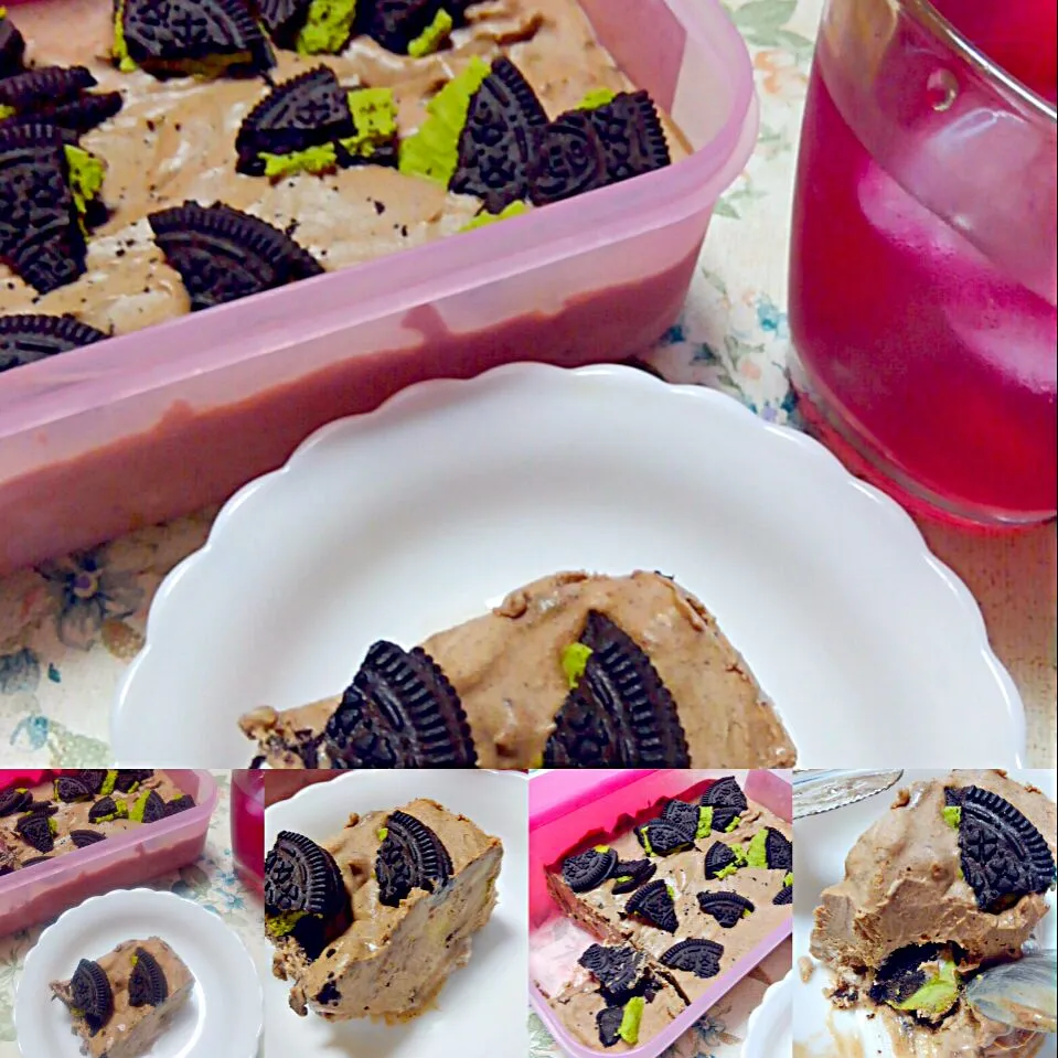 抹茶オレオ入り🍪チョコバナナアイスケーキ|うたかた。さん