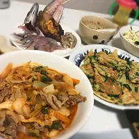 Snapdishの料理写真:韓国料理とお刺身♬|あやぱんさん