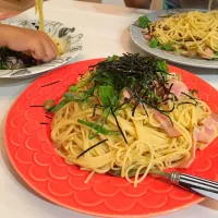 Snapdishの料理写真:しめじとベーコンのオイスターソースパスタ。|tomoccoさん