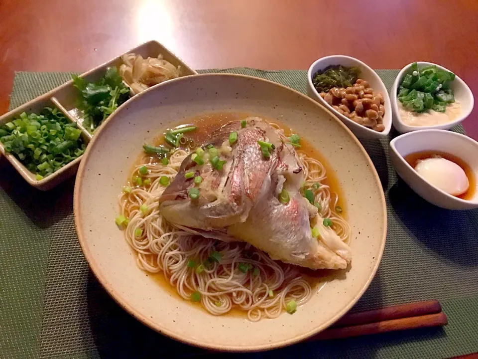 Wheat Noodles w/Sea bream soup🐟鯛素麺|🌈Ami🍻さん