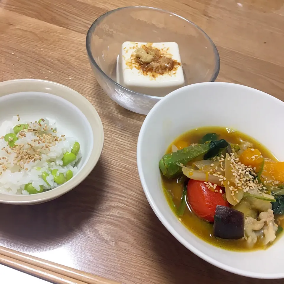 枝豆ご飯、夏野菜の豚汁
#枝豆ご飯 #枝豆 #夏野菜 #豚汁|あきころさん