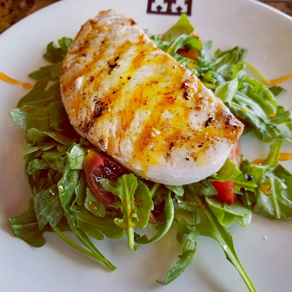 grilled swordfish
citrus gastrique 
arugula salad|robert payneさん