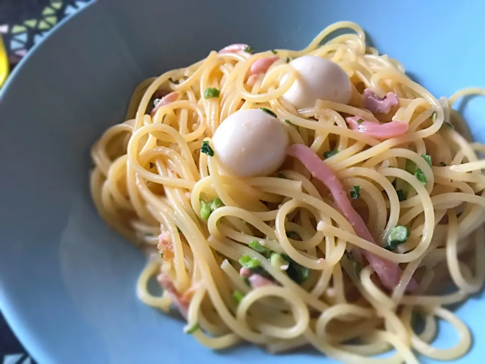 神津島赤イカの塩辛🦑クリーミーパスタ|Bistro Qさん