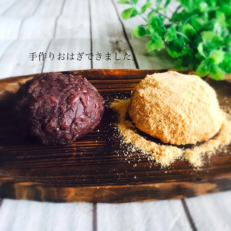 Snapdishの料理写真:手作りあんこでおはぎ♡〜粒あん&きな粉〜|みーちゃん(*´∀`)♪さん