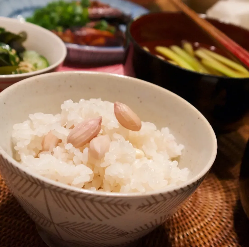 ガスコンで生落花生の薄塩炊き込みごはん : いつも心に太陽～シカのレシピ萬覚帳|麻紀子さん