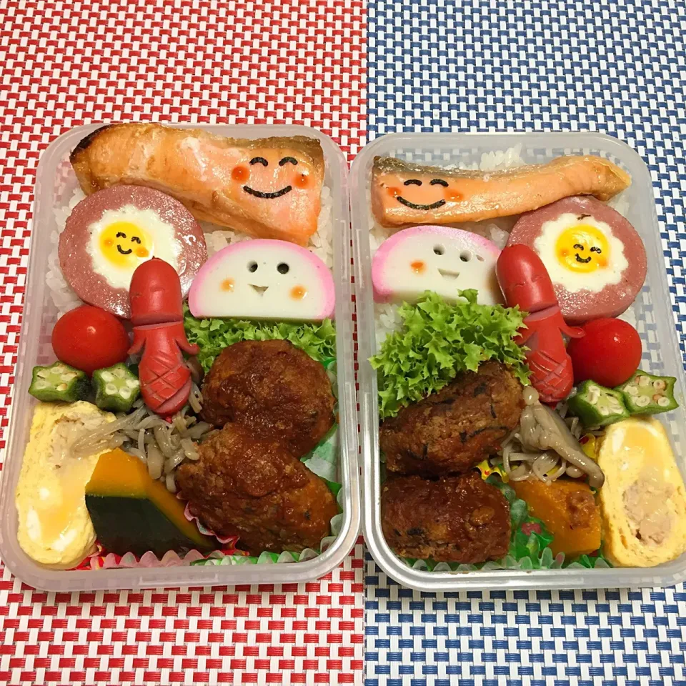 Snapdishの料理写真:2017年8月16日 帰省ムスコ＆ムスメ弁当♪|クッキングおやぢさん