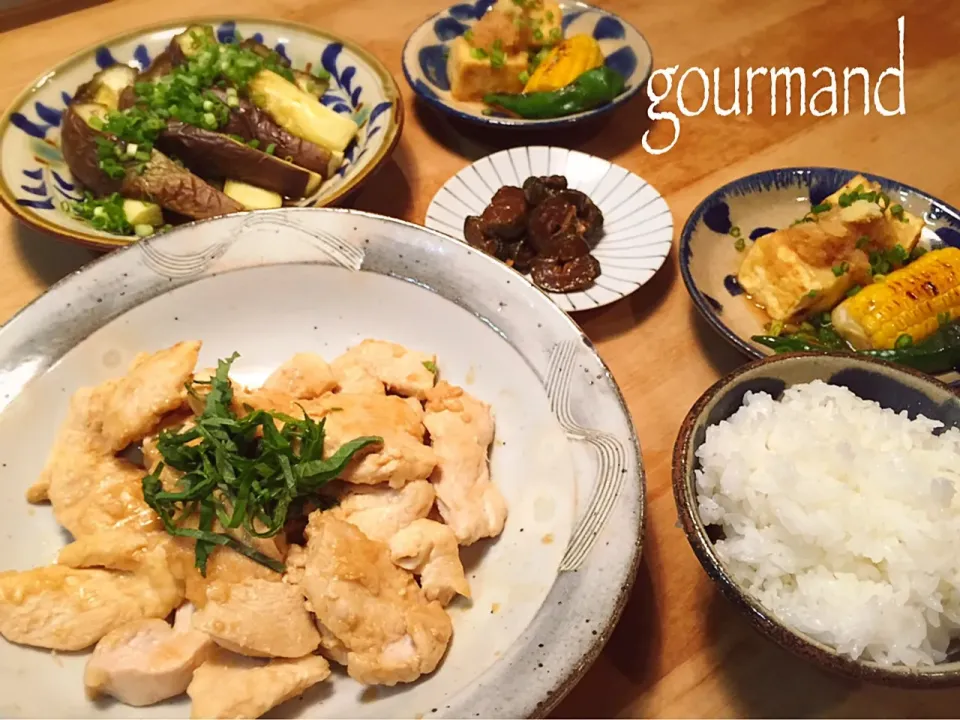 鶏むね肉の梅酢照り焼き などのよるごはん🍚|プーティさん