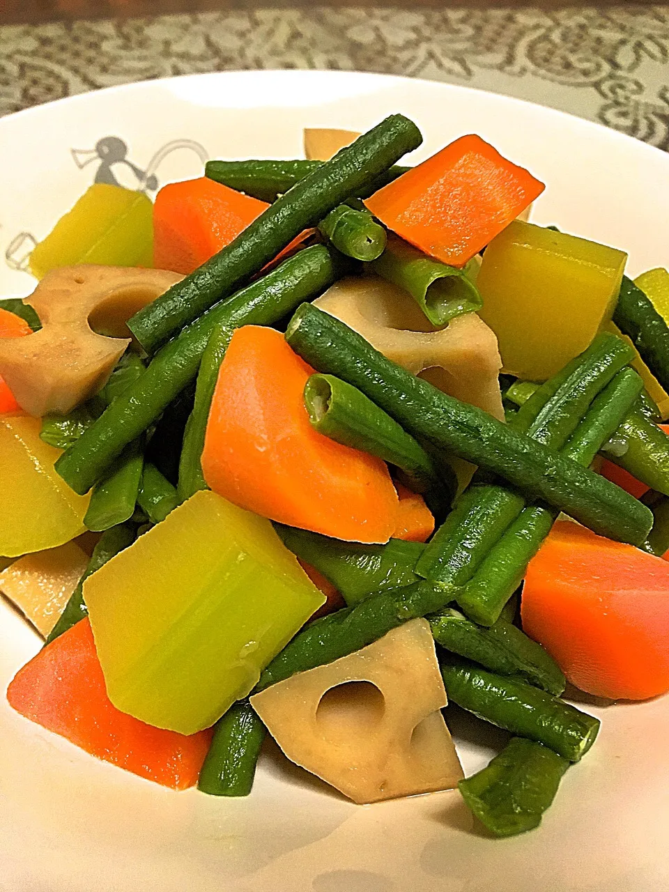 野菜の煮物
     ・ニンジン
     ・蓮根
     ・ささげ豆
     ・ズッキーニ|ヨシヨシさん