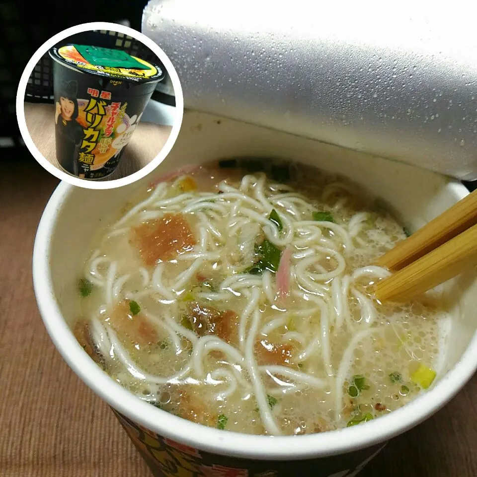 Snapdishの料理写真:明星「チャルメラ豚骨 バリカタ麺」¥68|dune725さん