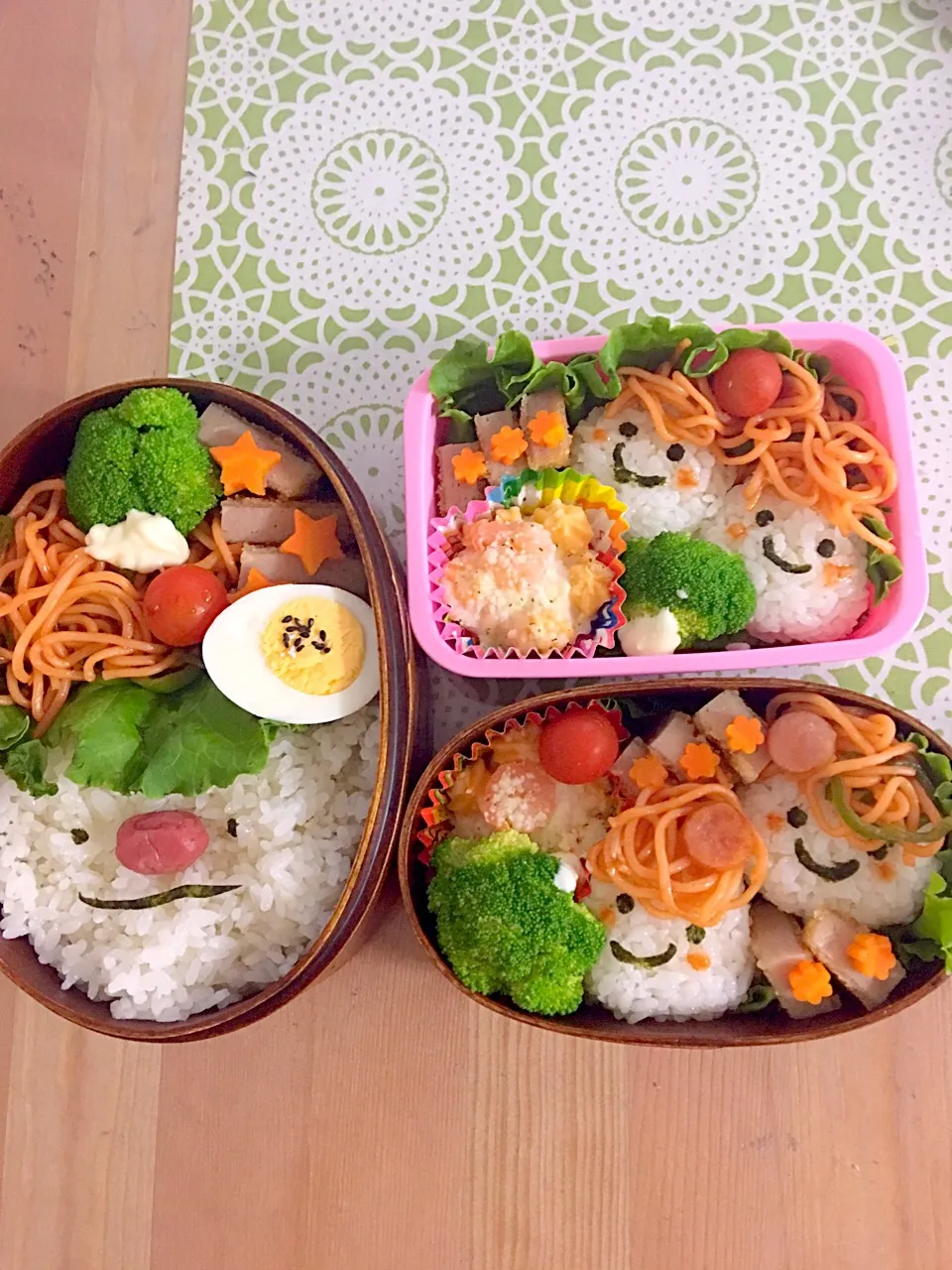 夫☆息子☆娘お弁当
#おむすび
#ハムカツ|かねしろ食堂さん