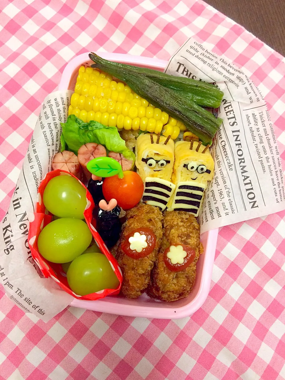 Snapdishの料理写真:娘弁🌼
.
#夏休み#学童#弁当16日目#なんちゃってミニオンズ|あやmamanちゃんさん