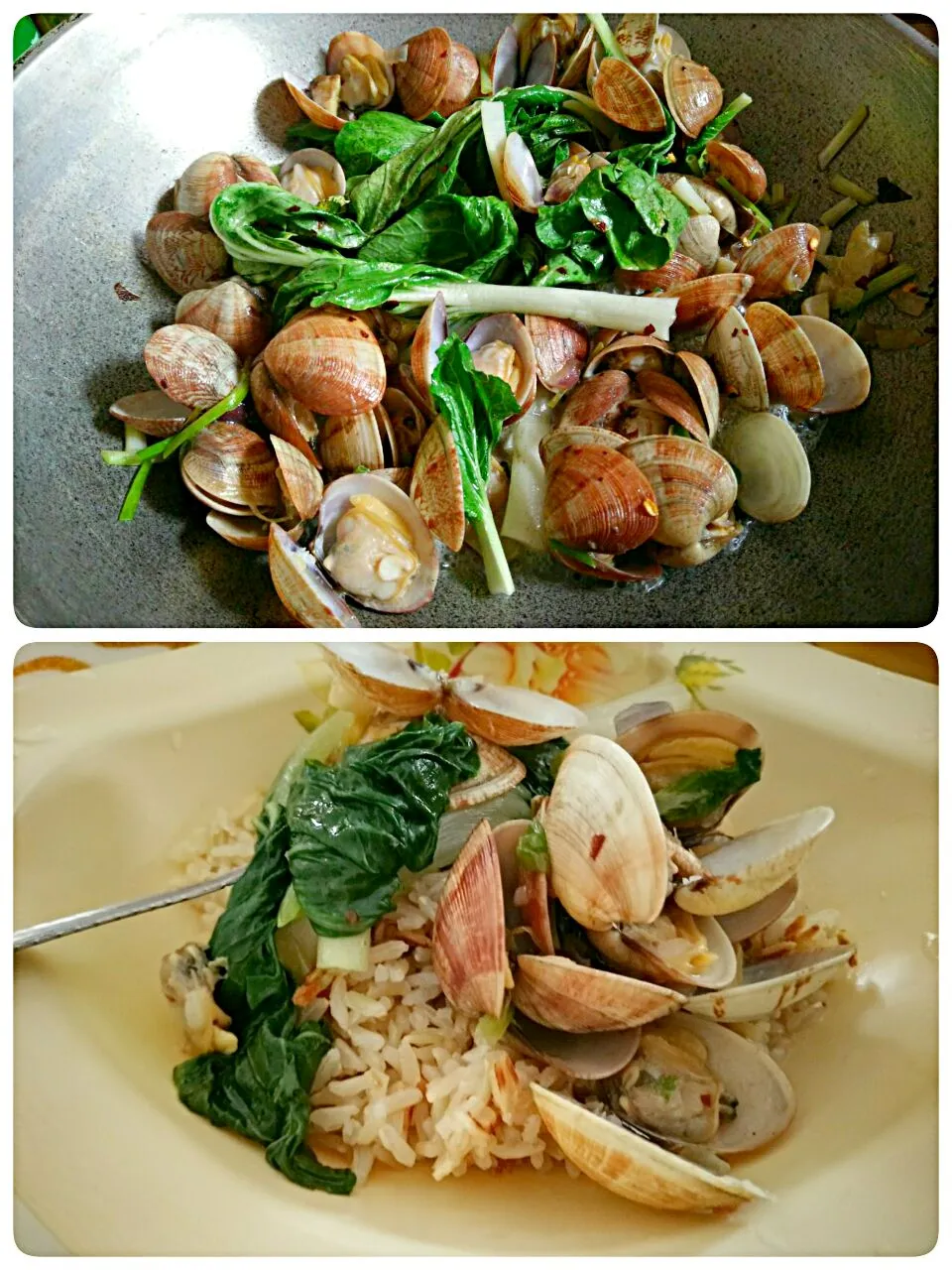 Snapdishの料理写真:Brown rice and clams|lynnさん