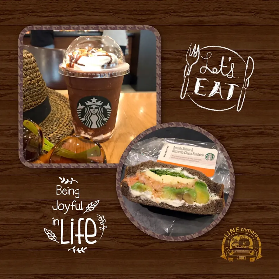 S'more Frappucino® Blended Cream -Crispy Marshmallow- // Avocado & Salmon Mozzarella Cheese Sandwich #starbucks #starbuckscoffee #frappuccino #lineapp #linecame|ModischStudioさん