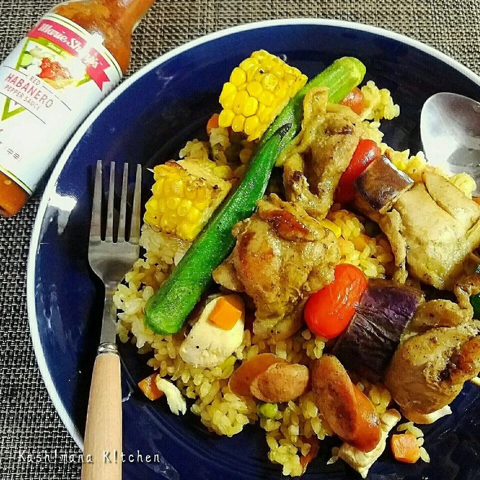 #ジャンバラヤ #jambalaya #summervegetableandchickenbarbecue  #夏野菜と鶏肉のバーベキュー  #anasrecipe  #Anasrecipe #snapdish #SnapDish  #kashimanakitchen #kash!manak!tchen|Kashimanakitchenさん