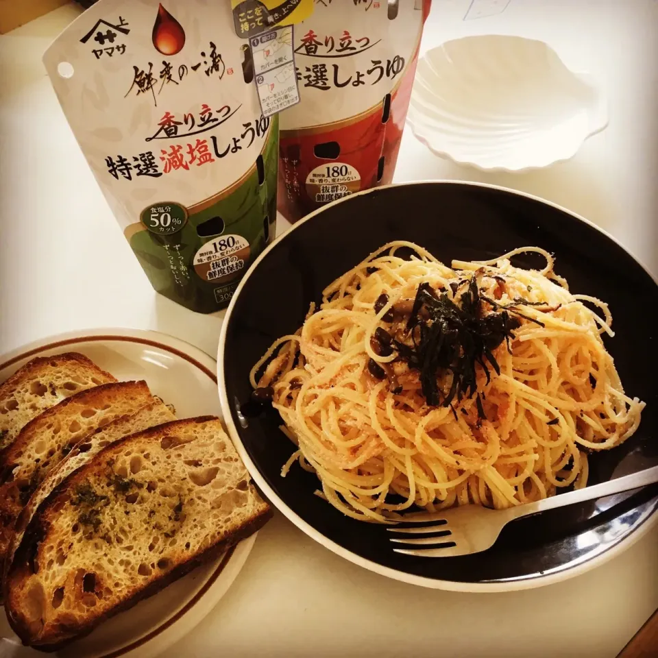 ヤマサさんから頂きました！超特選醤油を仕上げに、ザ！タラコパスタ😋|ヲルカさん