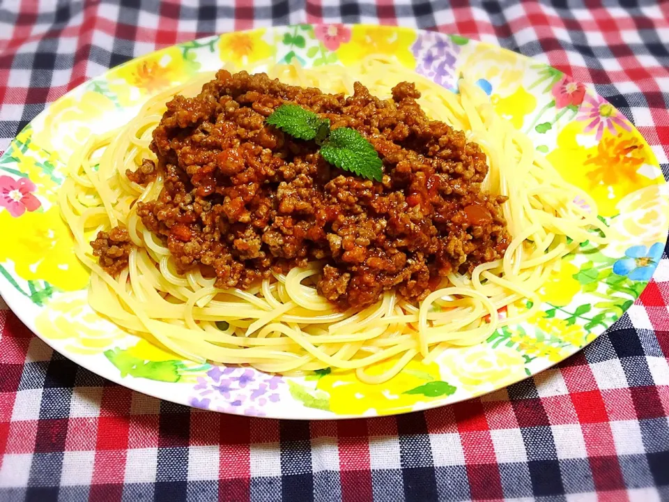 Snapdishの料理写真:#ミートソーススパゲティ 🍝|ゴンさん