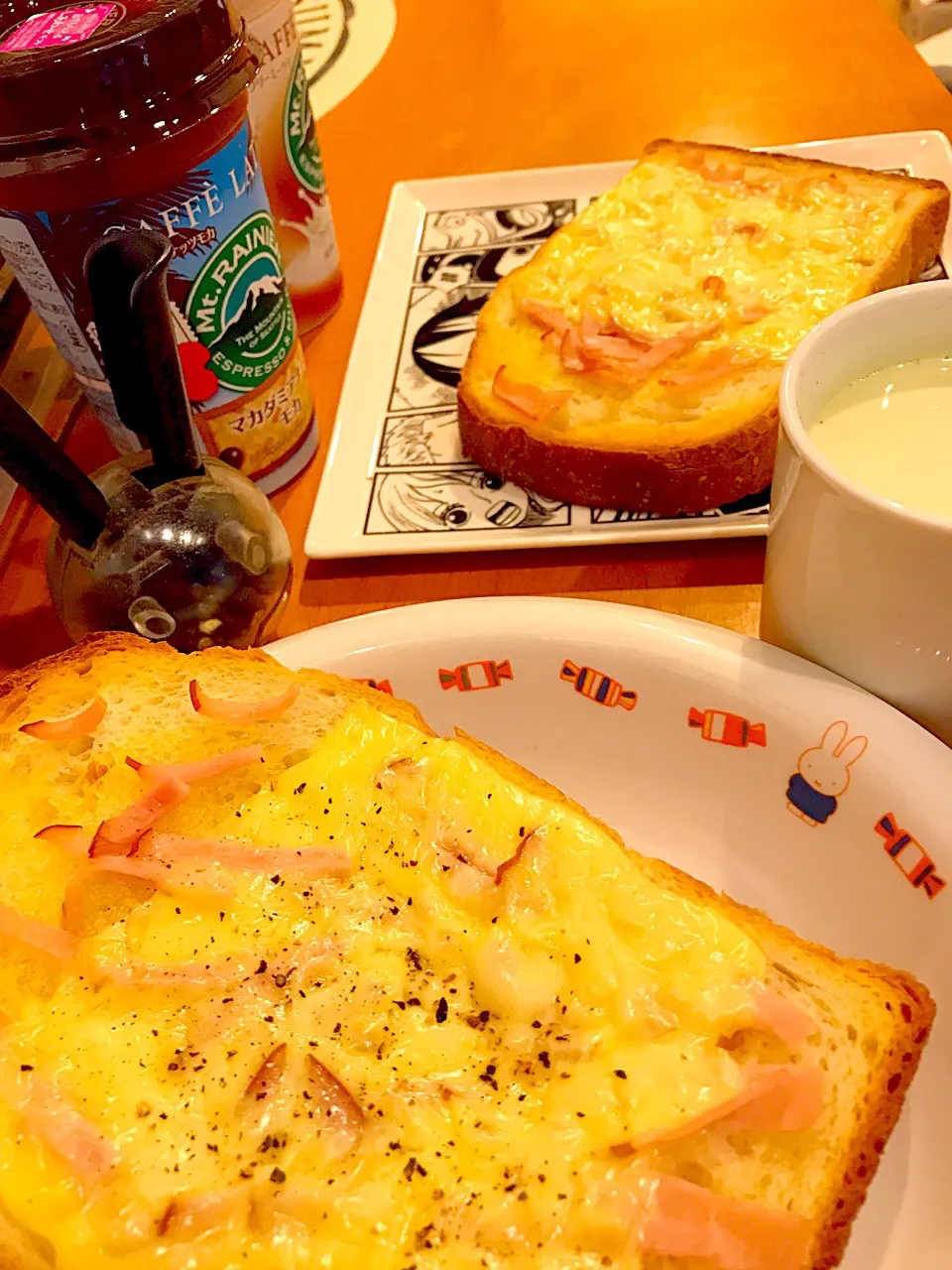 ハムチーズトースト  ペッパーソルト🍞   抹茶ミルク🍵|ch＊K*∀o(^^*)♪さん