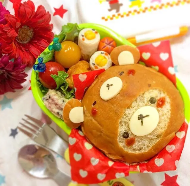 リラックマハンバーガー弁当。|ゆりねかふぇさん