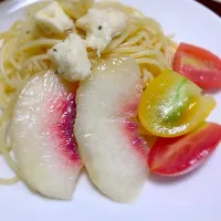 Snapdishの料理写真:桃のパスタ|ぴーなつさん