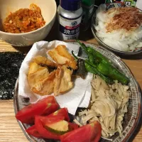 Snapdishの料理写真:ひらめとししとう唐揚げ|ayaco gottoさん