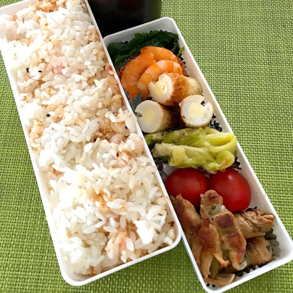 今日のお弁当🍱 モロヘイヤのおひたし とろとろ白ナス入り 夏バテしませんように😊今週も頑張りましょう٩(๑❛ᴗ❛๑)۶|mokoさん