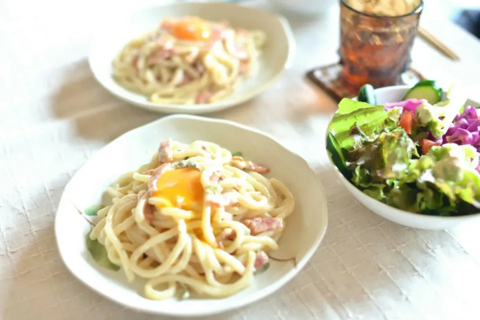 カルボナーラうどん😃|さわ太郎さん