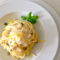 モニターで頂いたパルミジャーノ②    レモンピール入りツナのレモンクリームパスタ|Cedro🍋さん