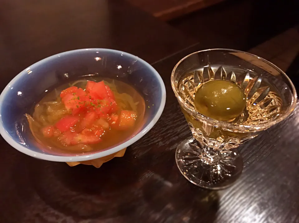 そうめんかぼちゃとトマトの冷製🍅自家製梅酒🍸|Ayako Sakakibaraさん