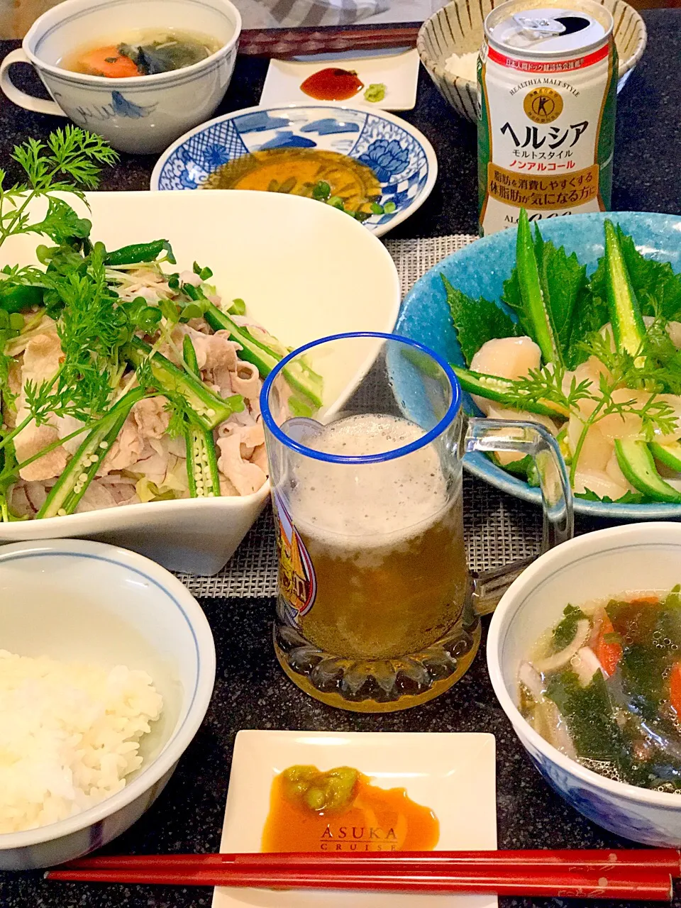 しゃぶしゃぶ肉と刺し身のサラダで夜ご飯|シュトママさん