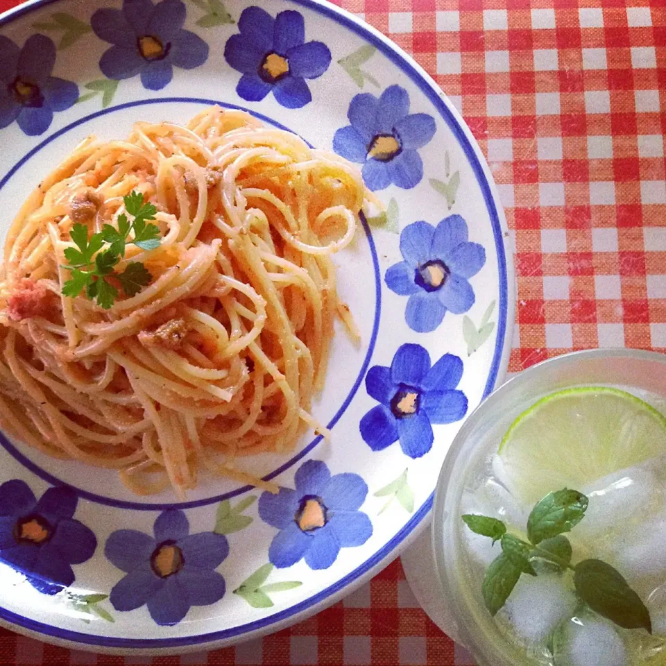 簡単！ 塩うに・たらこ・イカのパスタ♡|パル子♡さん