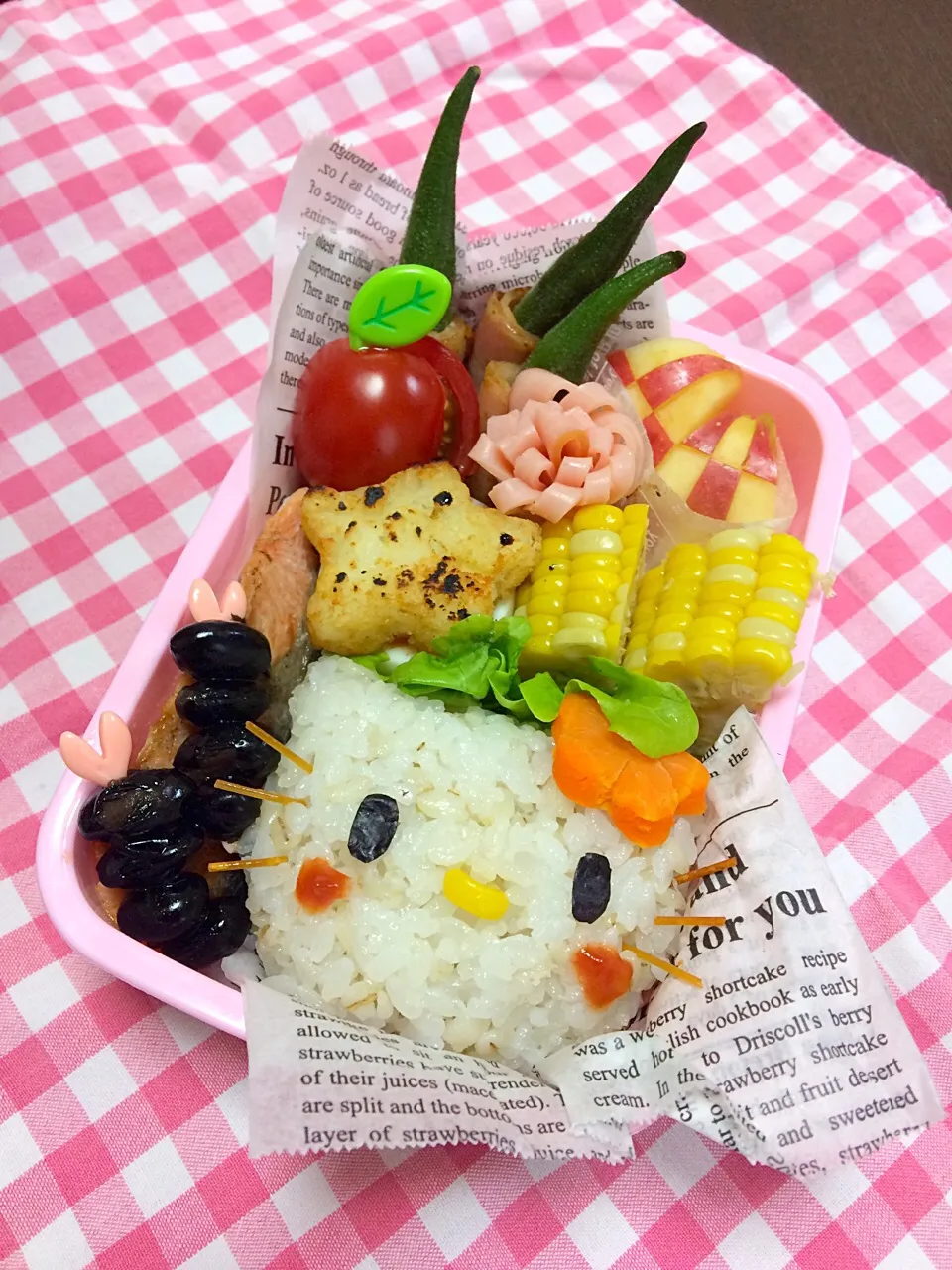 Snapdishの料理写真:娘弁🌼
.
#夏休み#学童#弁当18日目#なんちゃってキティちゃん|あやmamanちゃんさん