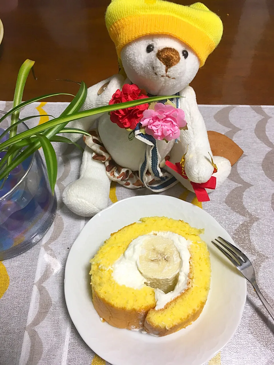 バナナ入りロールケーキ|るるうささん