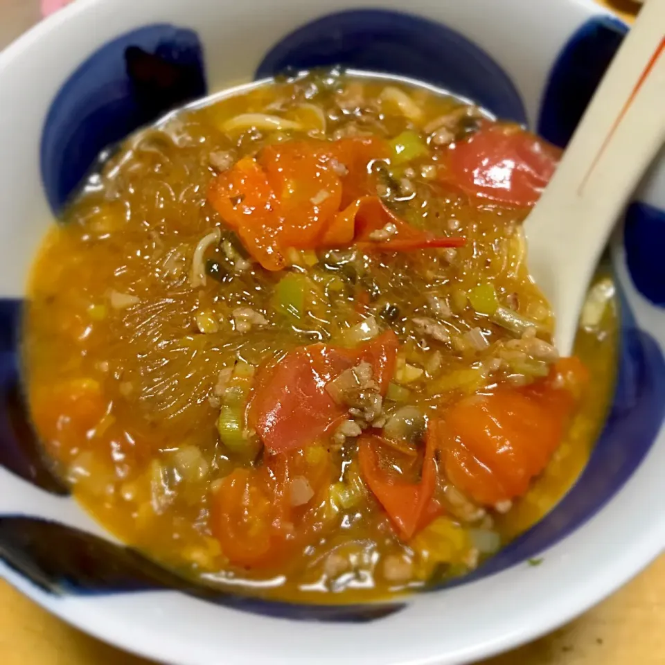 麻婆トマト春雨#乾物ワンダーランド #トマト🍅 #春雨 #ひき肉|こなちゅんさん