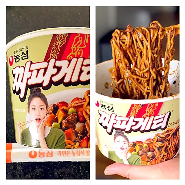 Snapdishの料理写真:韓国 ジャジャ麺のカップ麺食べてみました。これってチャパゲッティーっていうのですか？巧亭さんに教えていただきました😱💦|シュトママさん