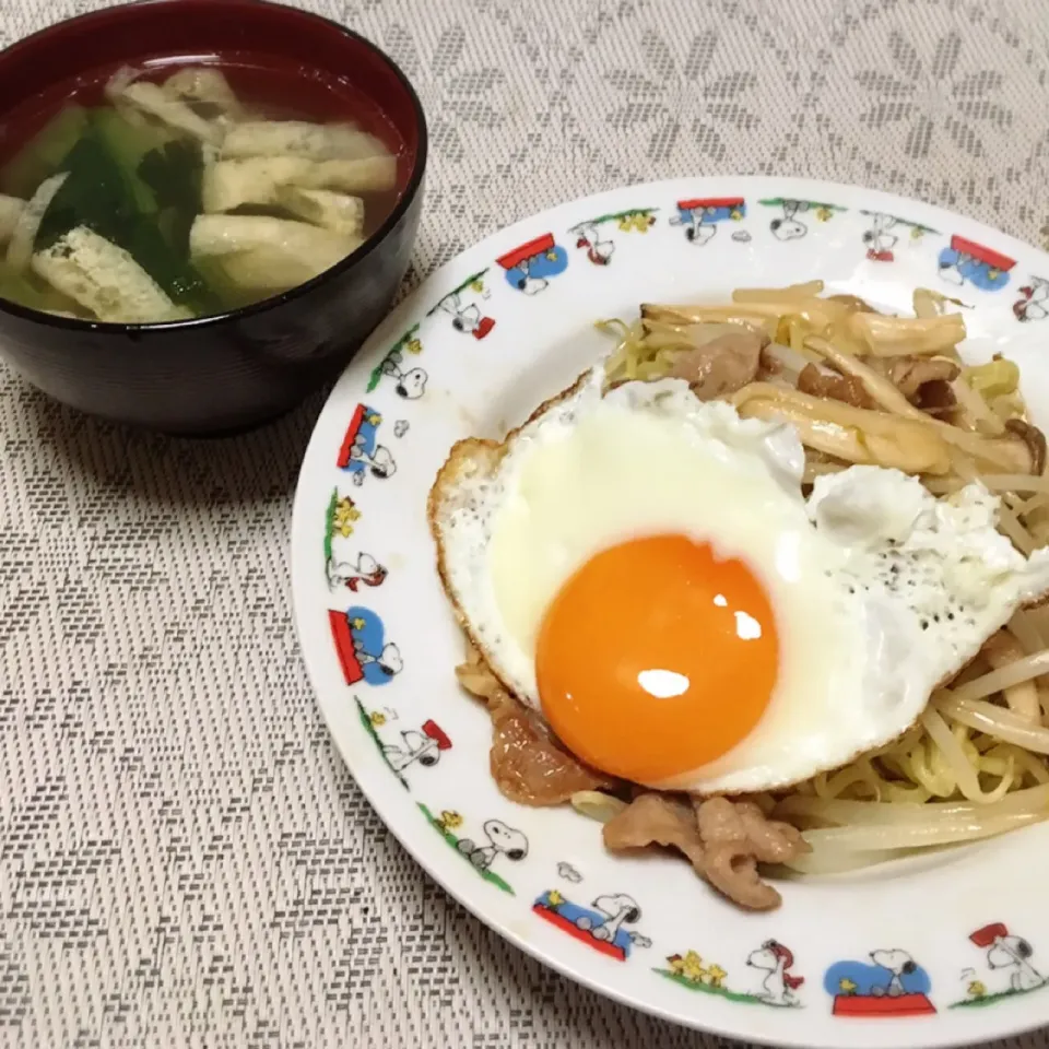 小松菜と揚げのスープ・焼きそば|美也子さん